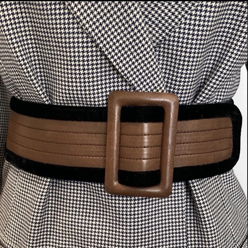 Wide Leather Brown Belt with Black Accents